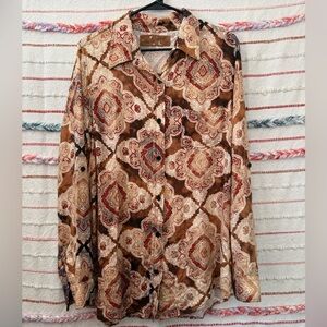 The‎ Nu Vintage Paisley Button-Up Shirt - Size Medium Oversized